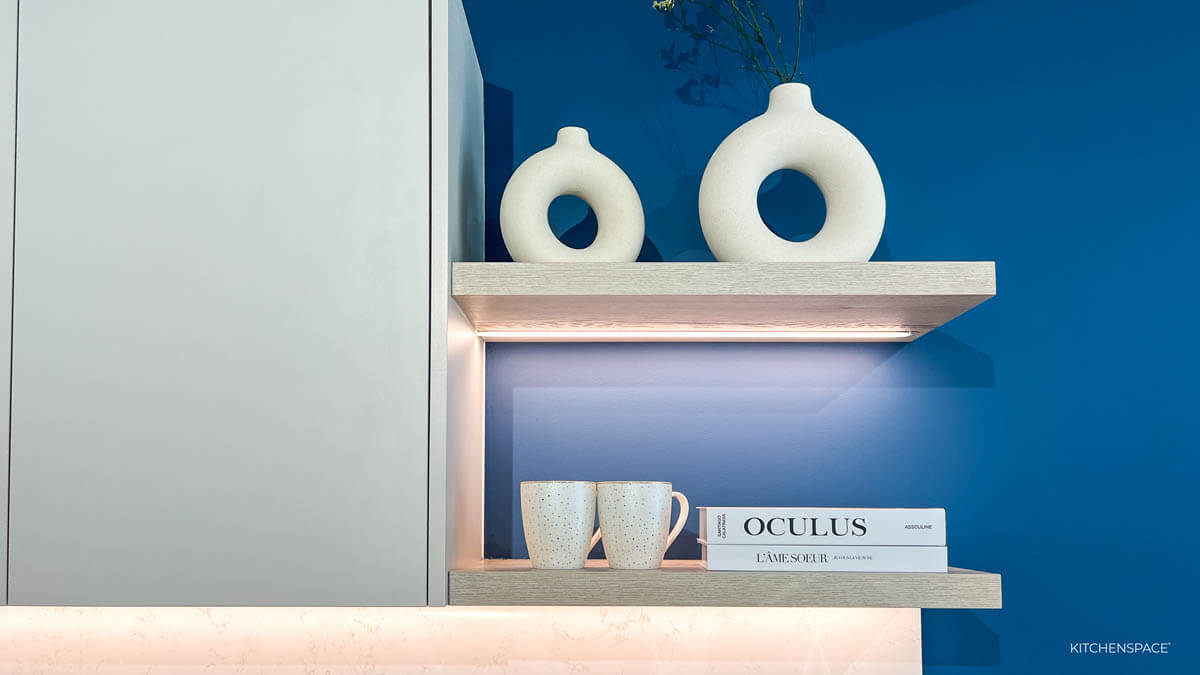 Vibrant Blue Office Kitchen Bar